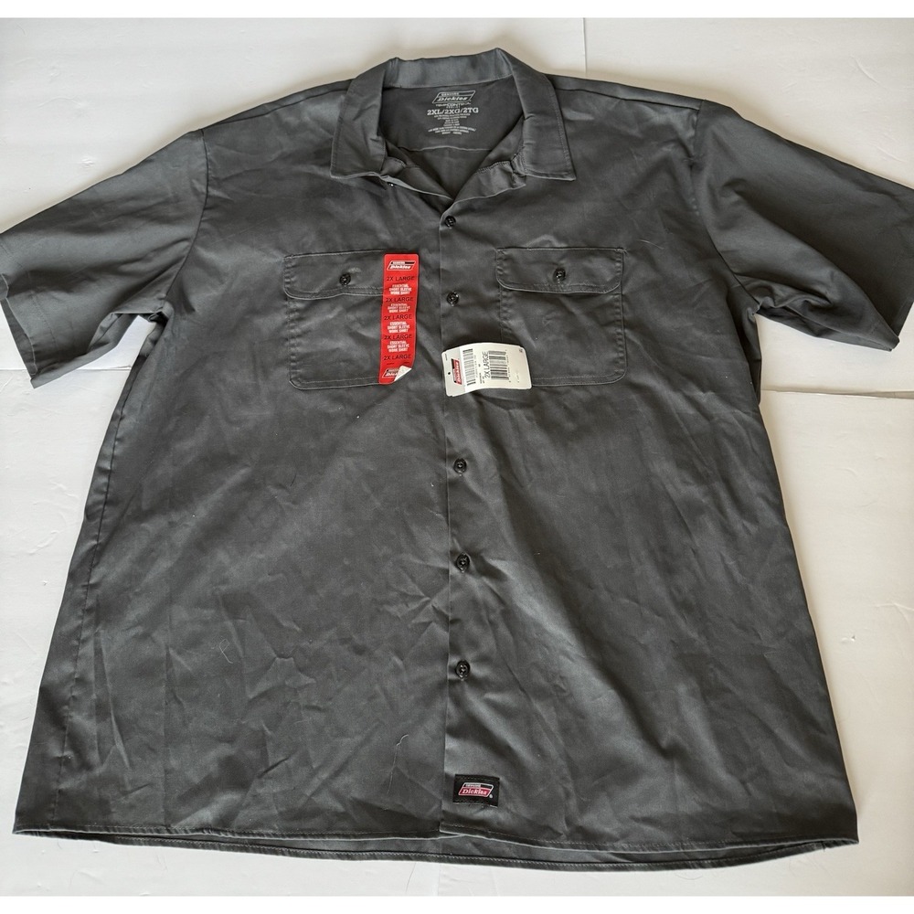 NWT dickies Men's Gray Work Shirt Short Sleeve 2XL